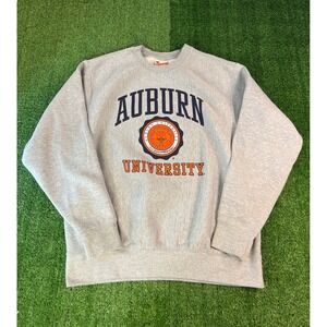 Vintage MV Sport Auburn University Tigers Crewneck Sweatshirt Grey Mens LG NCAA